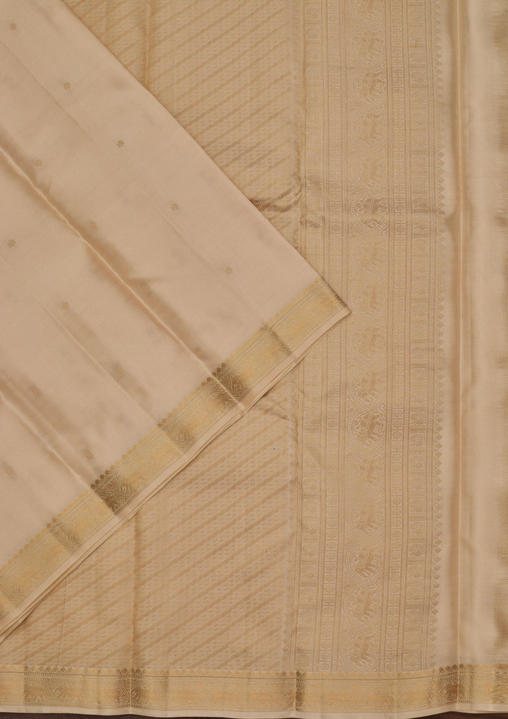 Beige Zariwork Pure Silk Saree