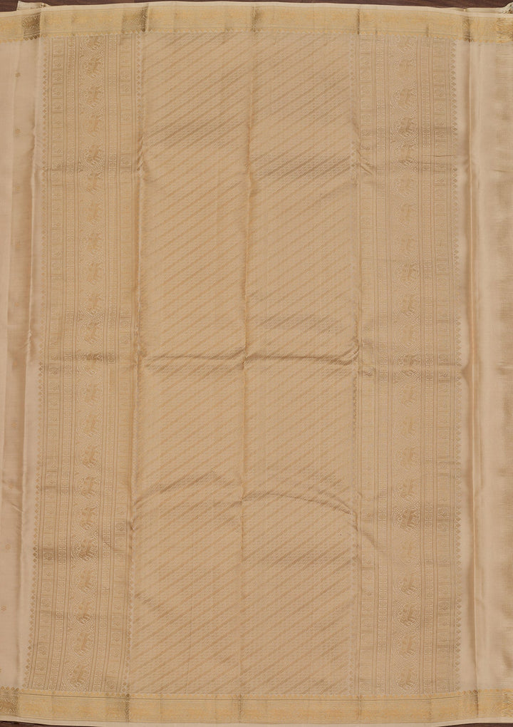Beige Zariwork Pure Silk Saree