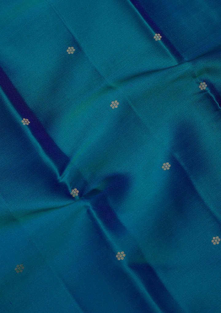 Turquoise Blue Zariwork Pure Silk Saree