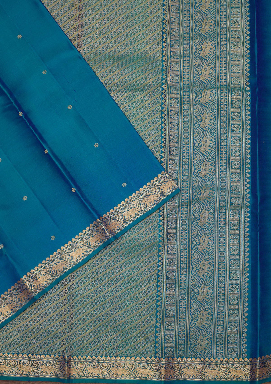 Turquoise Blue Zariwork Pure Silk Saree