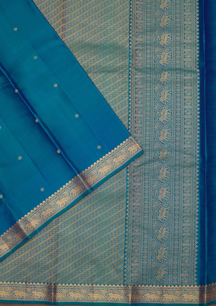 Turquoise Blue Zariwork Pure Silk Saree