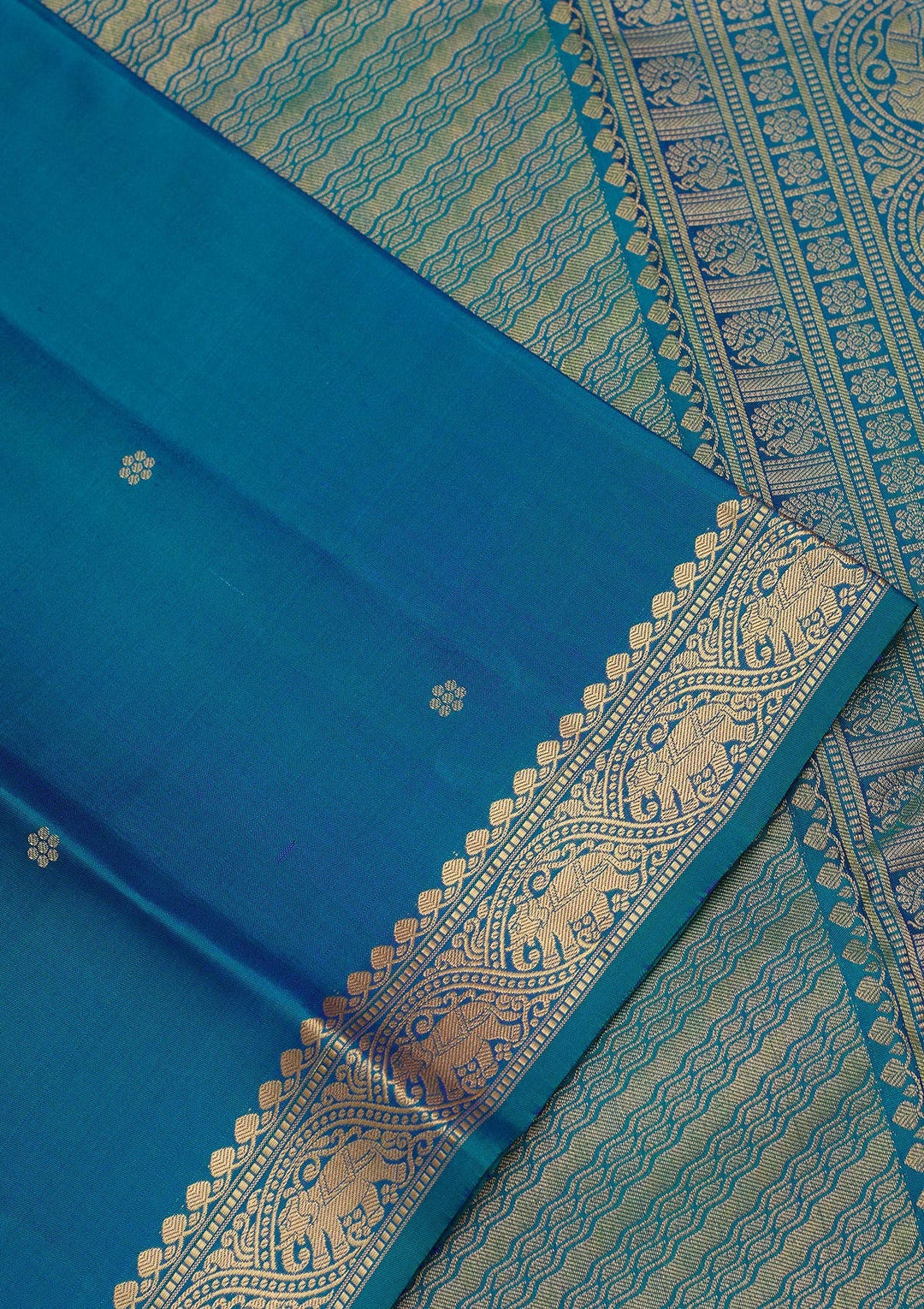 Turquoise Blue Zariwork Pure Silk Saree