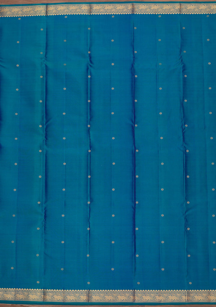 Turquoise Blue Zariwork Pure Silk Saree