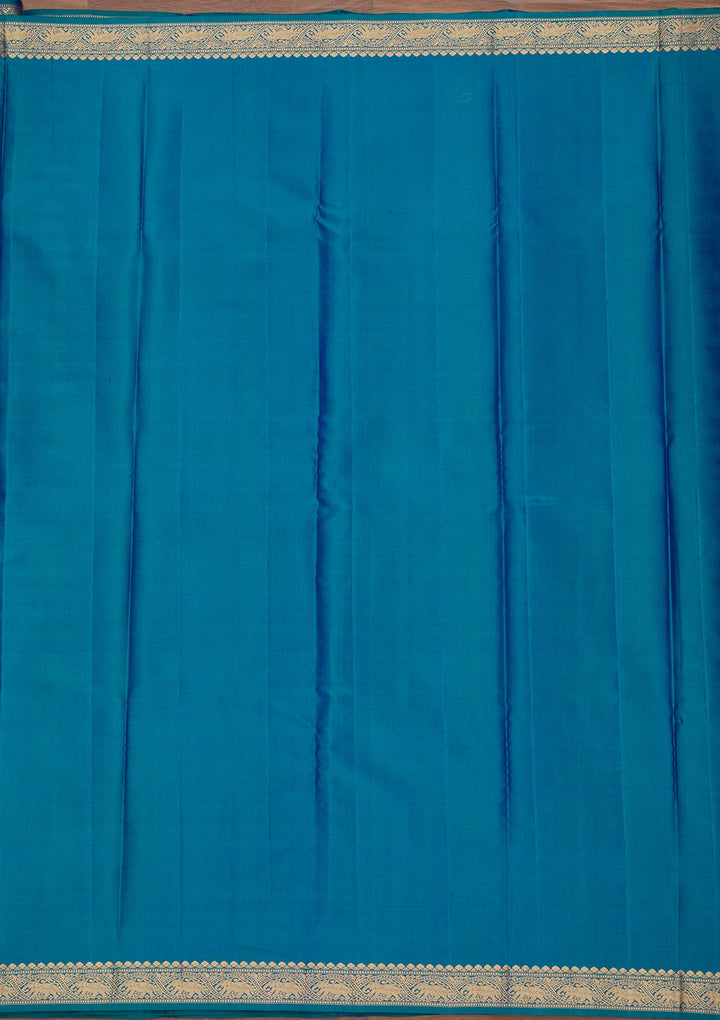 Turquoise Blue Zariwork Pure Silk Saree