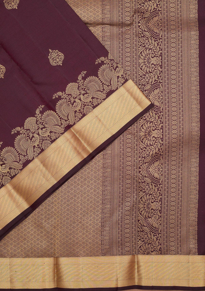 Brown Zariwork Pure Silk Saree