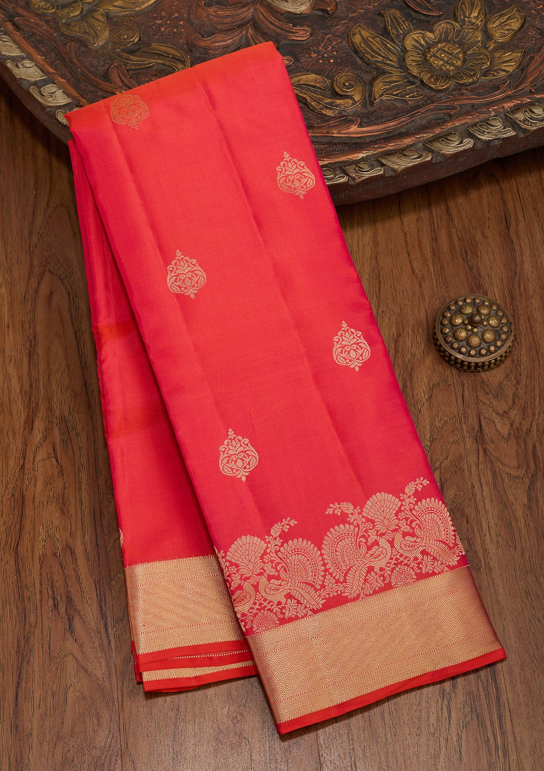 Red Zariwork Pure Silk Saree-koskii