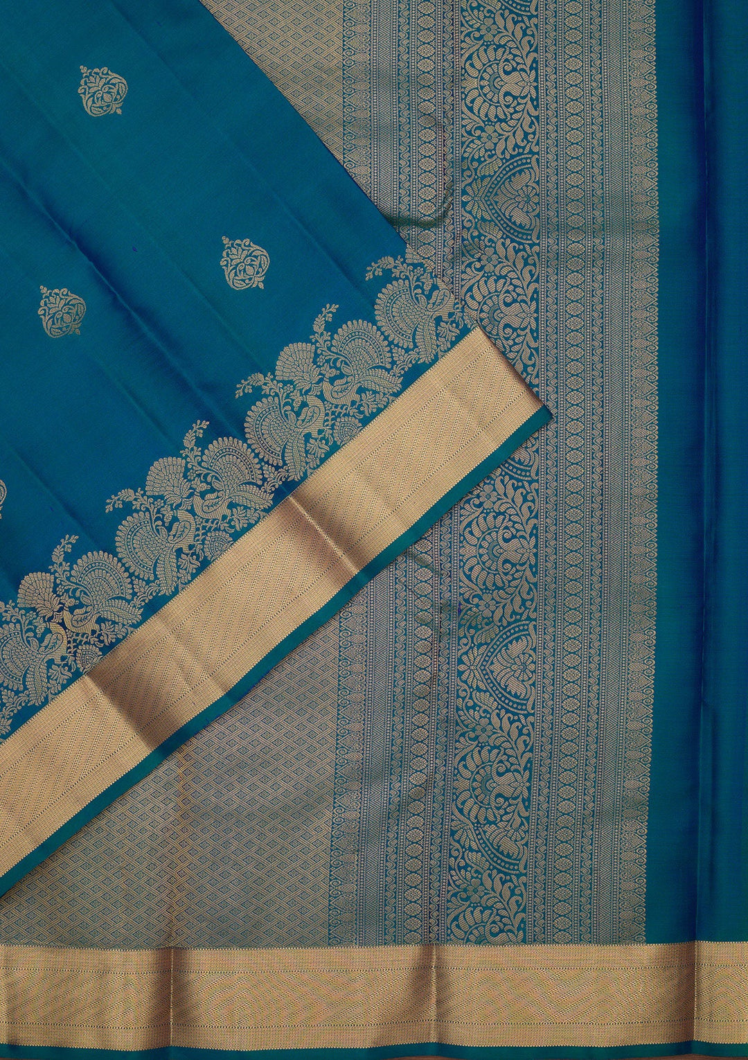 Turquoise Blue Zariwork Pure Silk Saree
