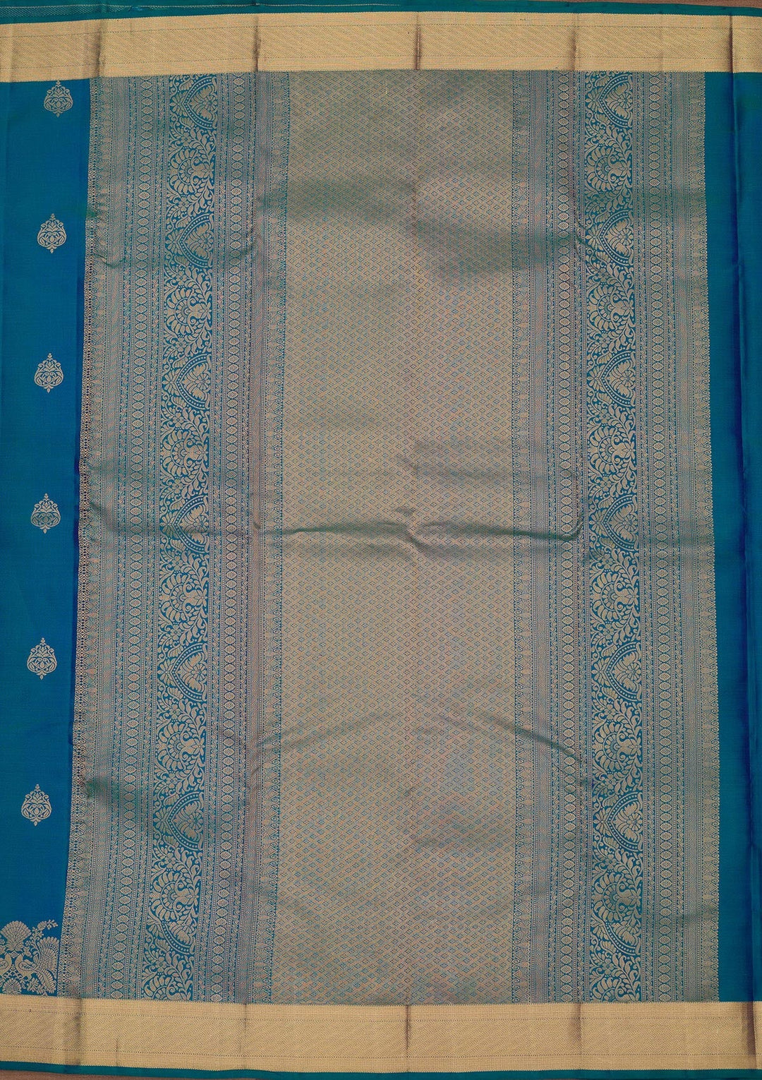 Turquoise Blue Zariwork Pure Silk Saree