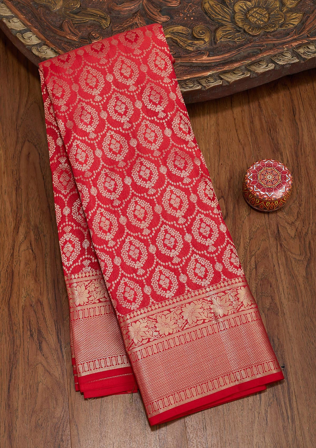 Red Zariwork Pure Silk Saree-koskii