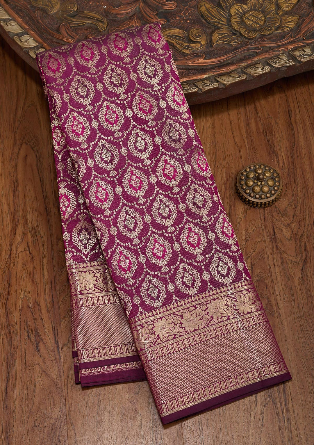 Wine Zariwork Pure Silk Saree-koskii