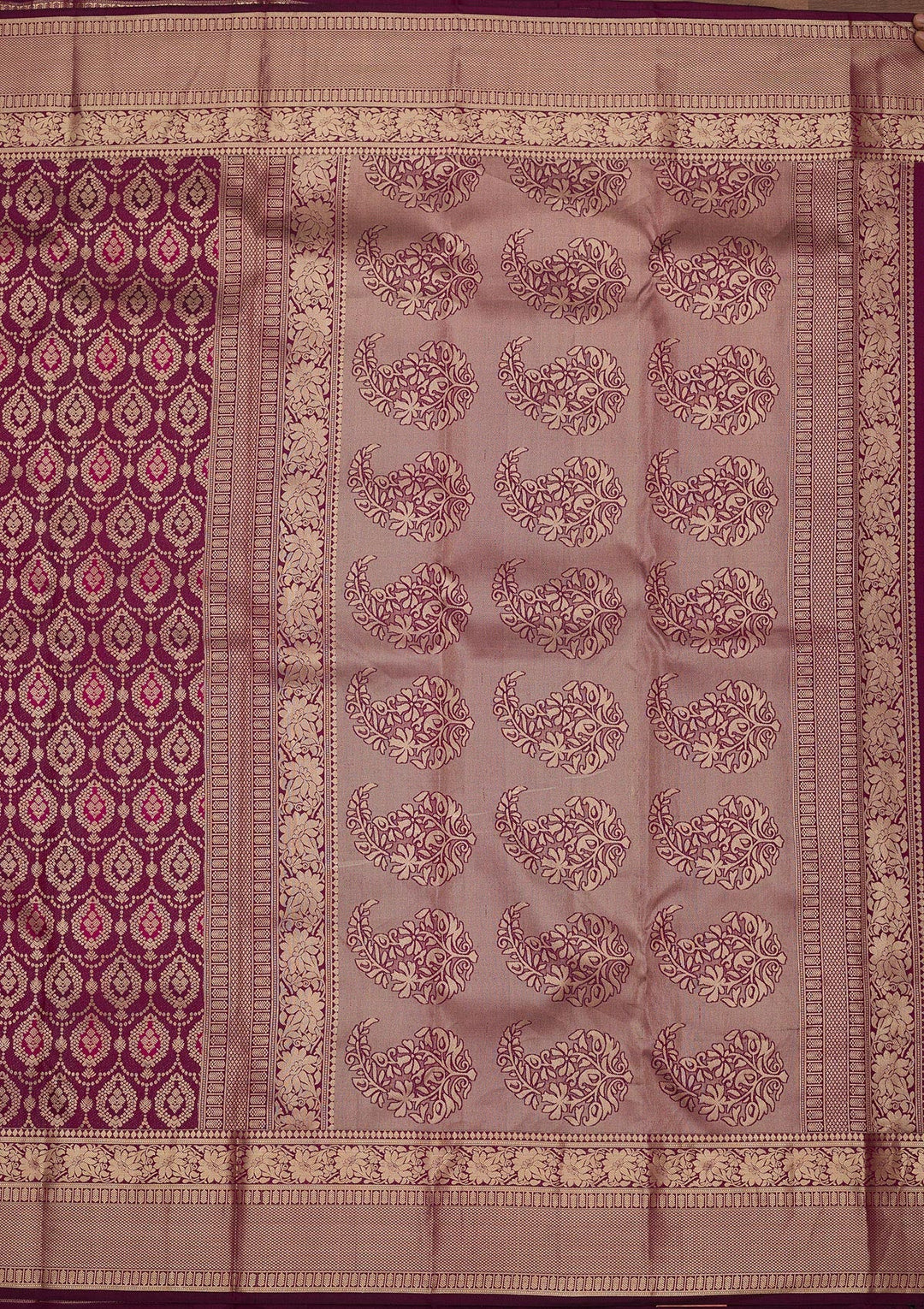 Wine Zariwork Pure Silk Saree