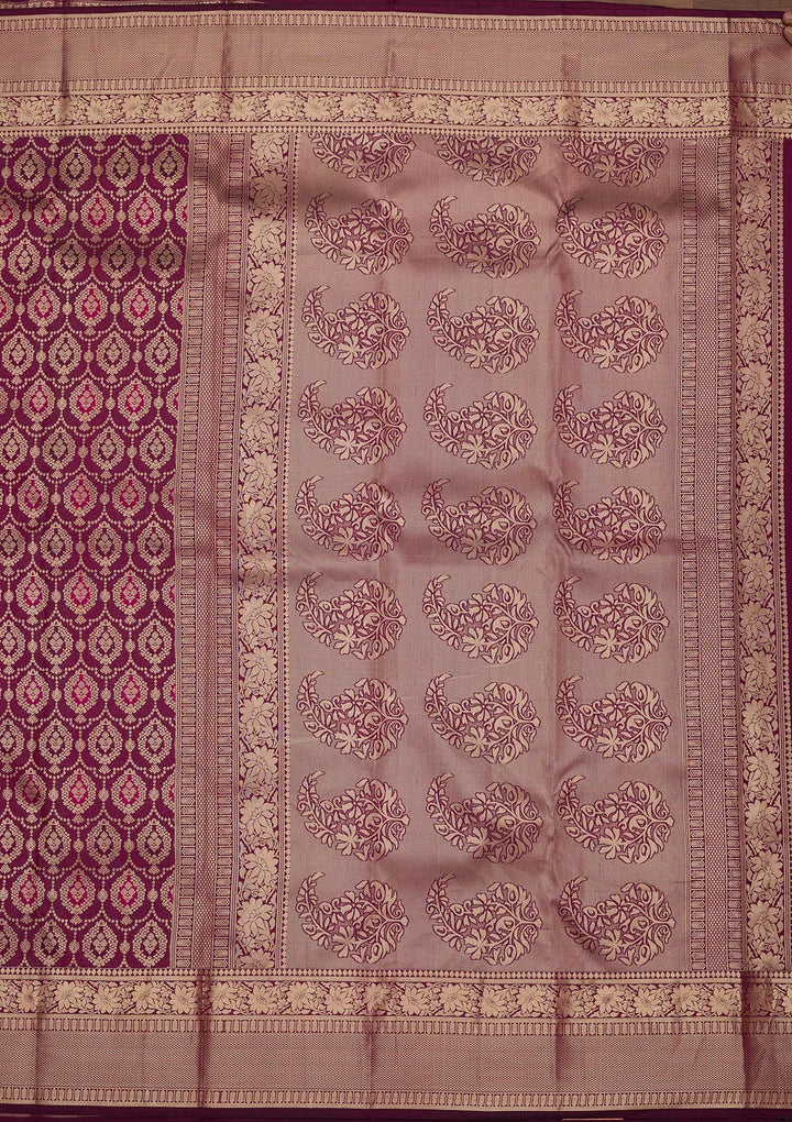 Wine Zariwork Pure Silk Saree