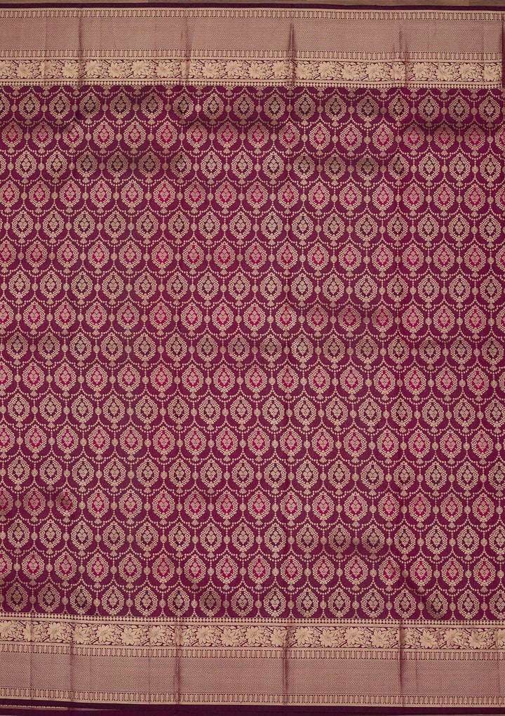 Wine Zariwork Pure Silk Saree