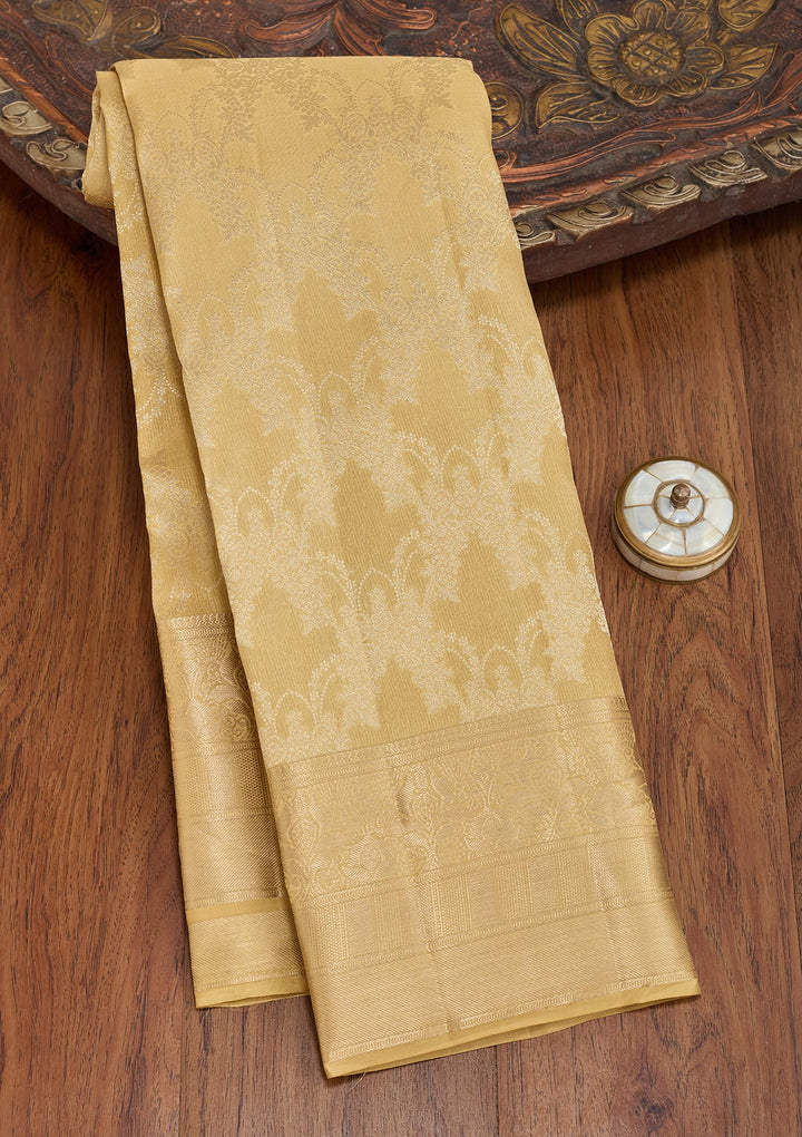 Beige Kanjivaram Pure Silk Saree