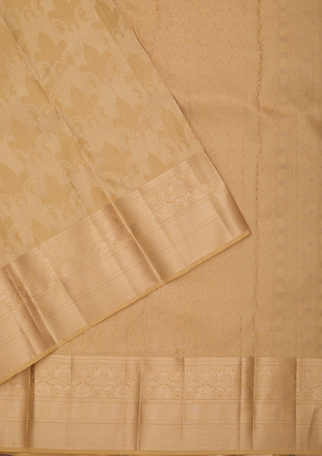 Beige Kanjivaram Pure Silk Saree