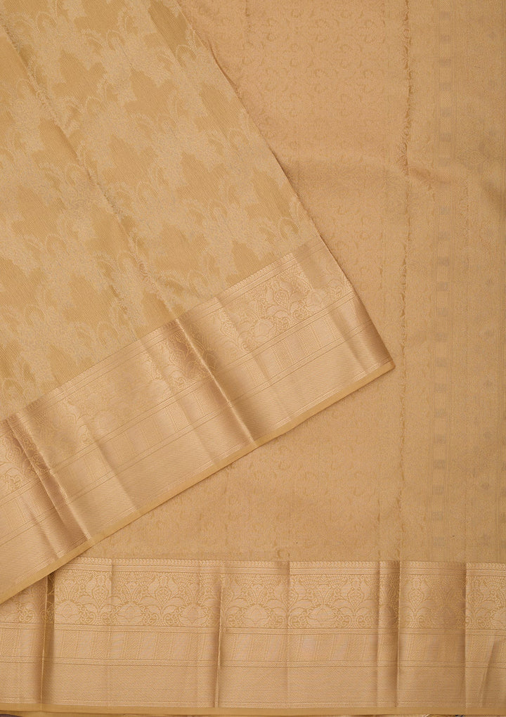 Beige Kanjivaram Pure Silk Saree