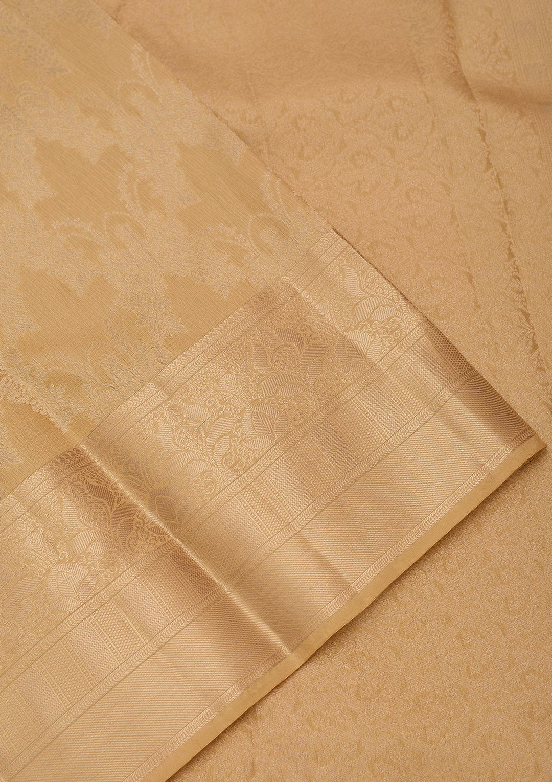 Beige Kanjivaram Pure Silk Saree