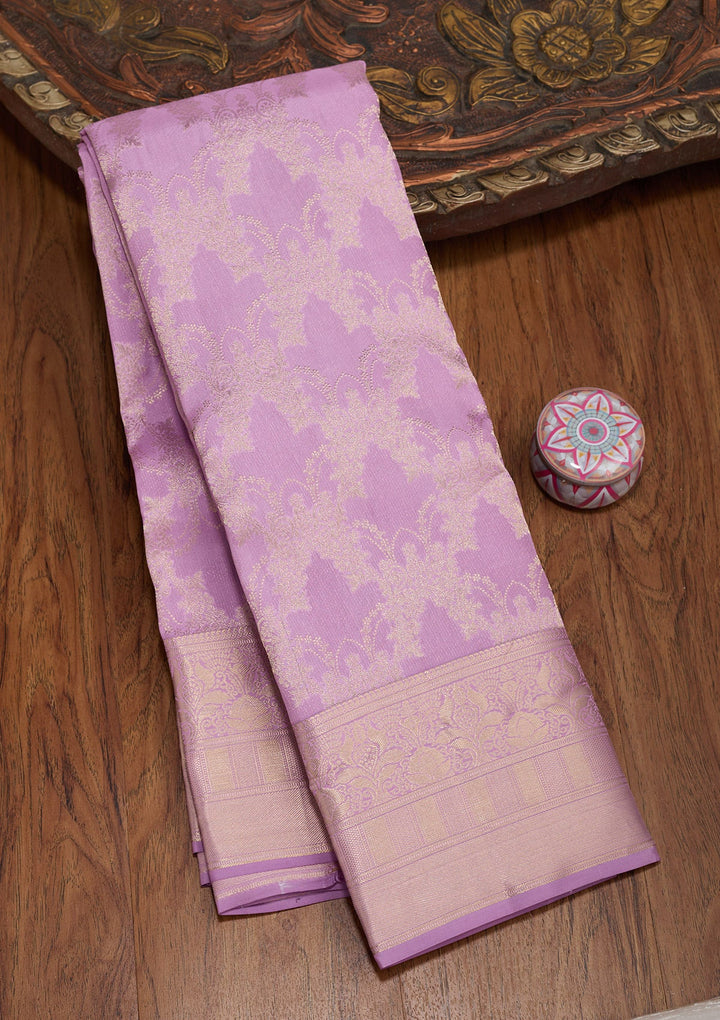 Lavender Zariwork Pure Silk Saree-koskii
