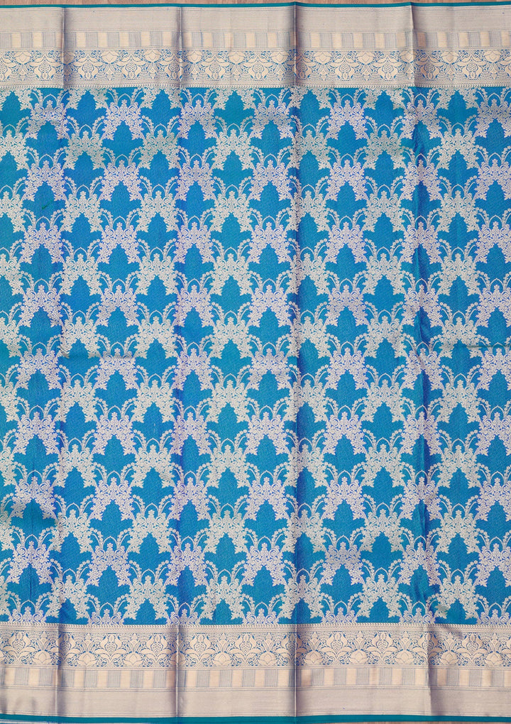 Peacock Blue Zariwork (Gold) Pure Silk Silk_Saree