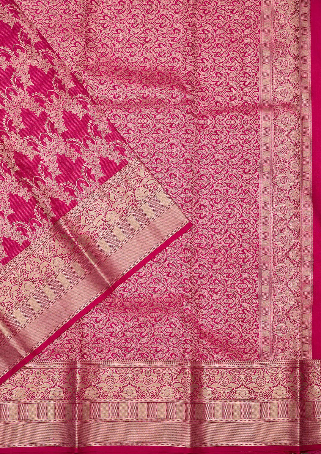 Rani Pink Zariwork Pure Silk Saree