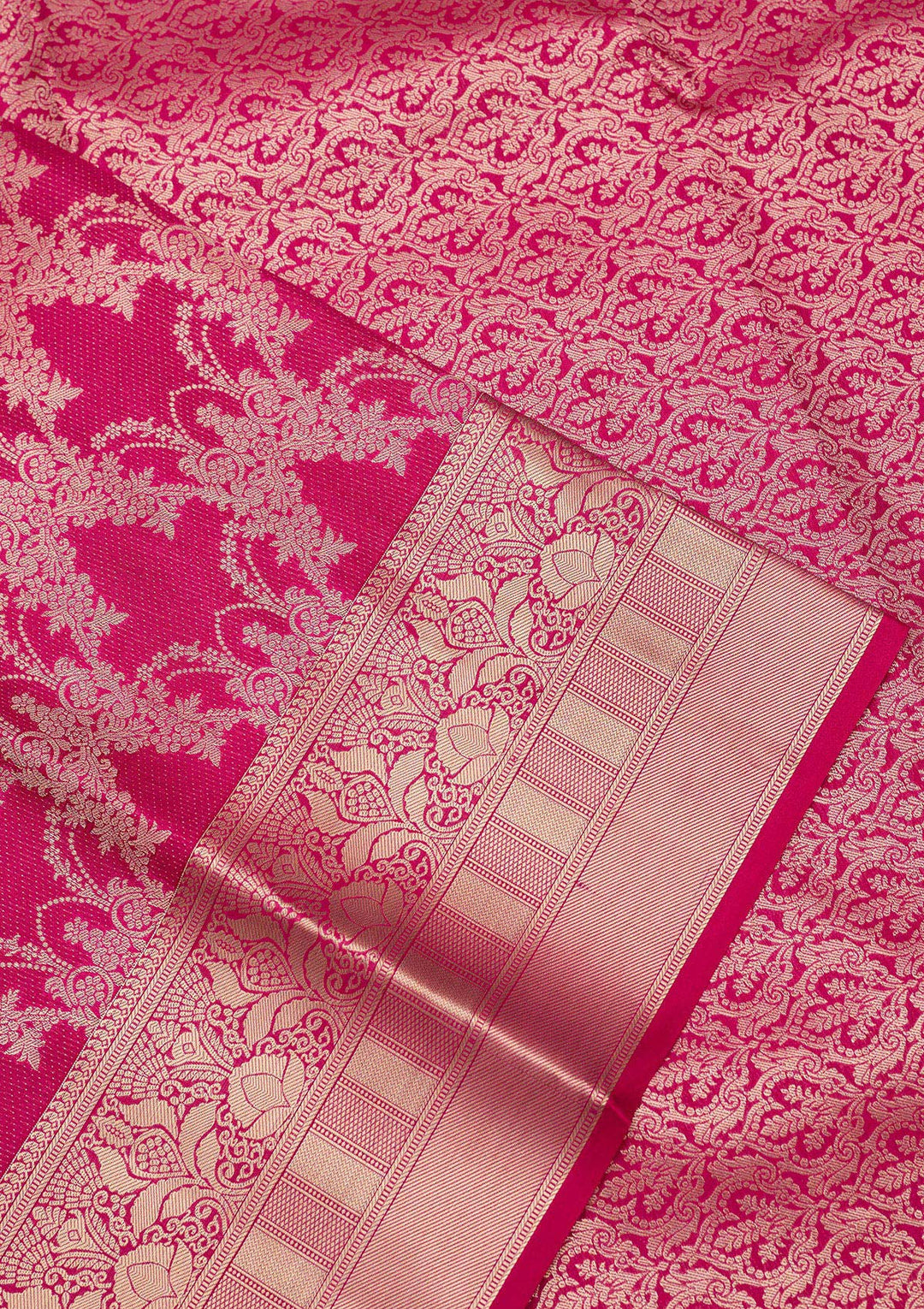 Rani Pink Zariwork Pure Silk Saree
