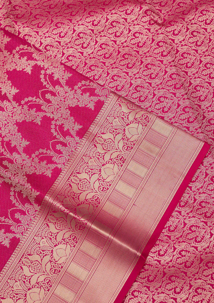 Rani Pink Zariwork Pure Silk Saree