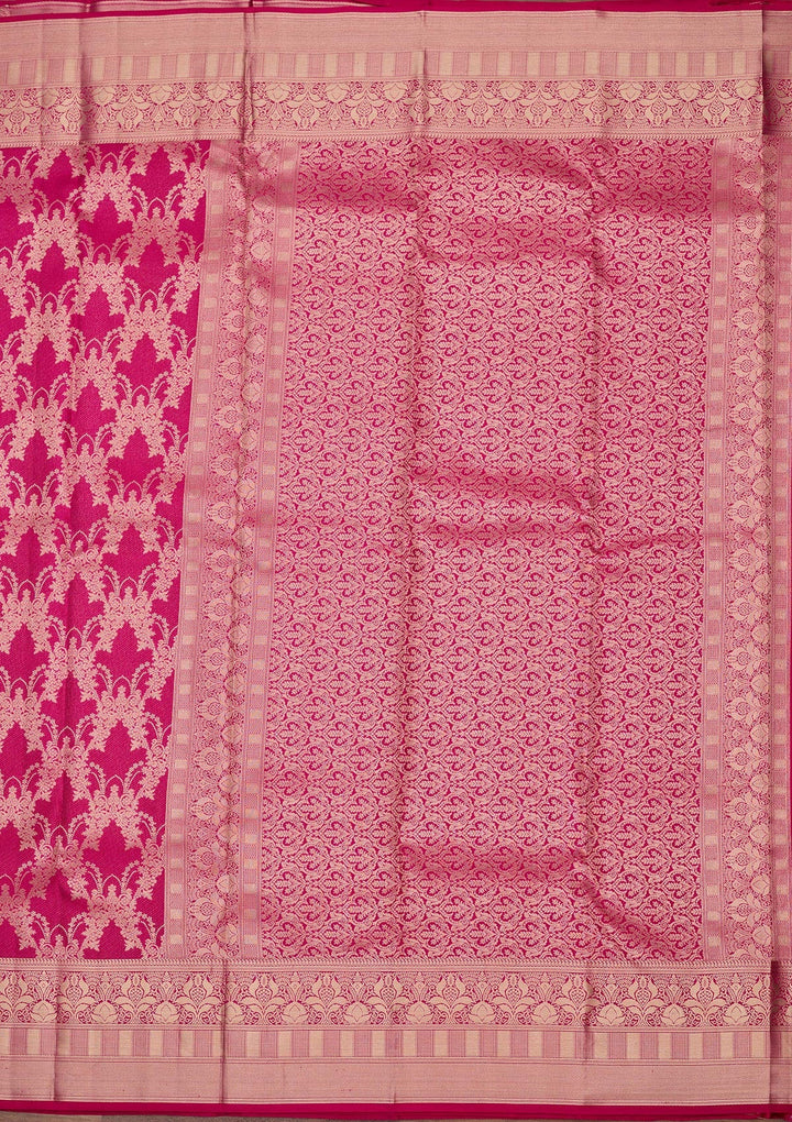 Rani Pink Zariwork Pure Silk Saree