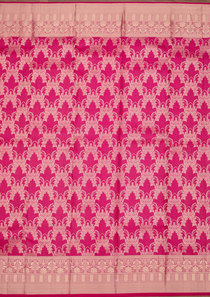 Rani Pink Zariwork Pure Silk Saree