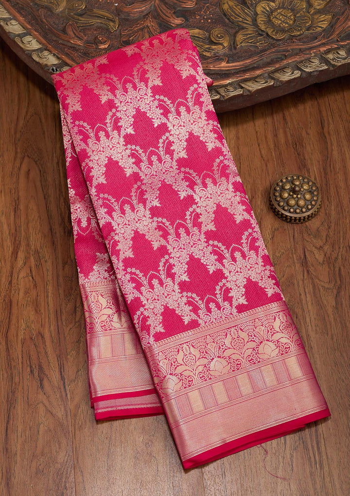 Red Zariwork Pure Silk Saree-koskii