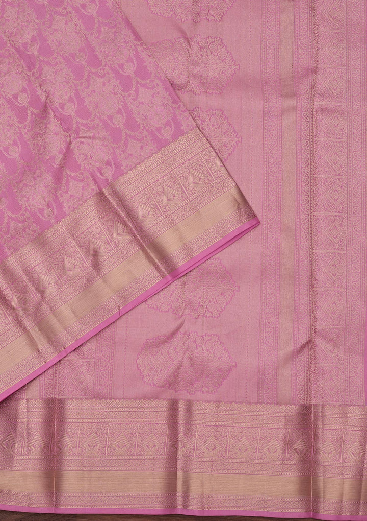 Onion Pink Zariwork Pure Silk Saree