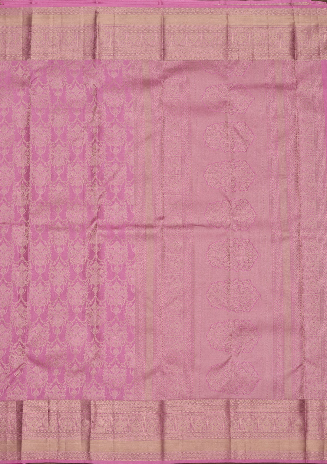 Onion Pink Zariwork Pure Silk Saree