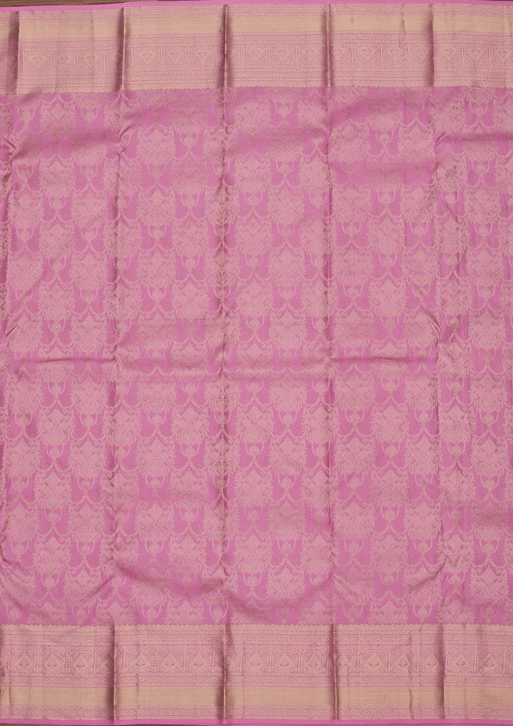 Onion Pink Zariwork Pure Silk Saree