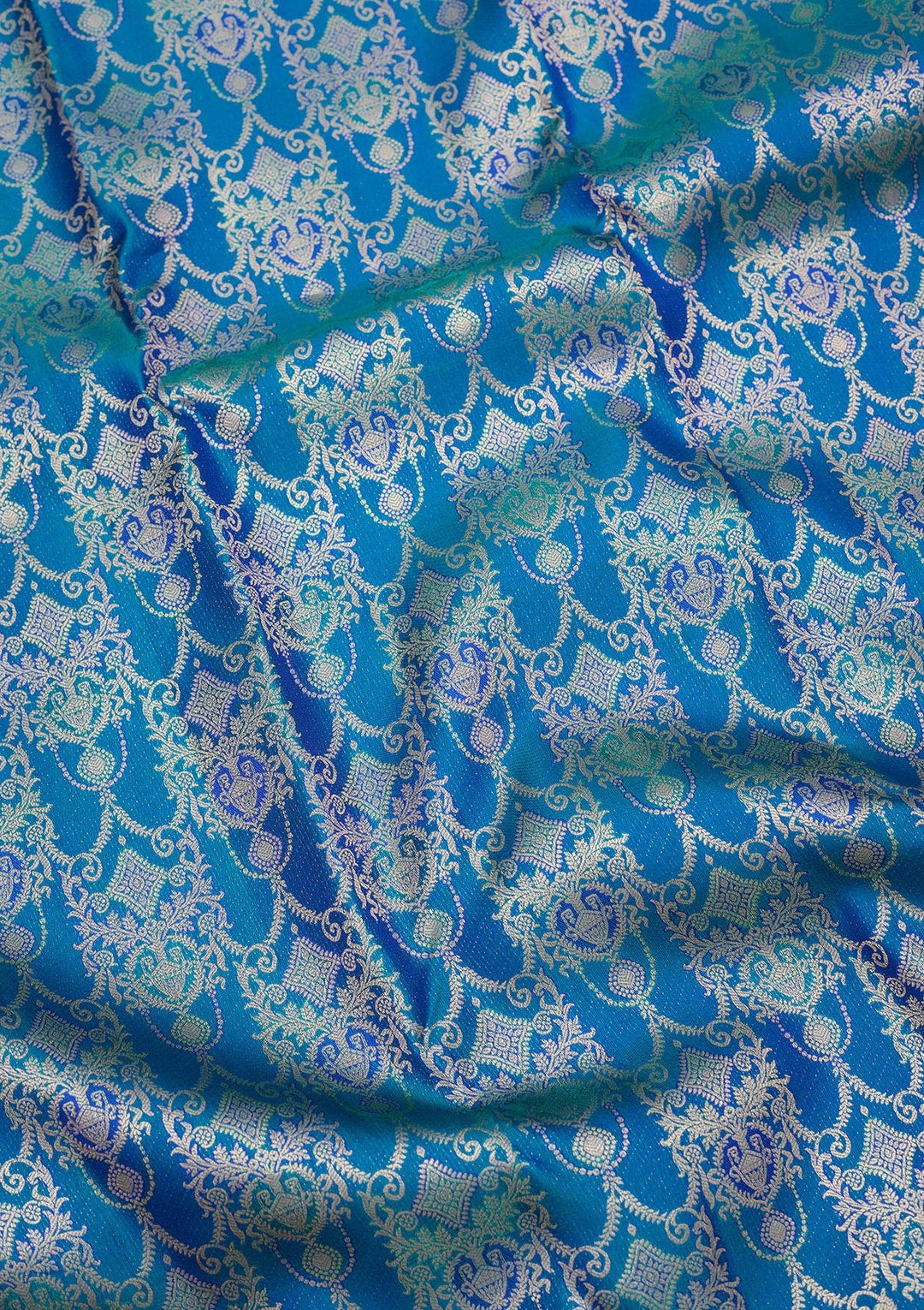 Peacock Blue Zariwork Pure Silk Saree