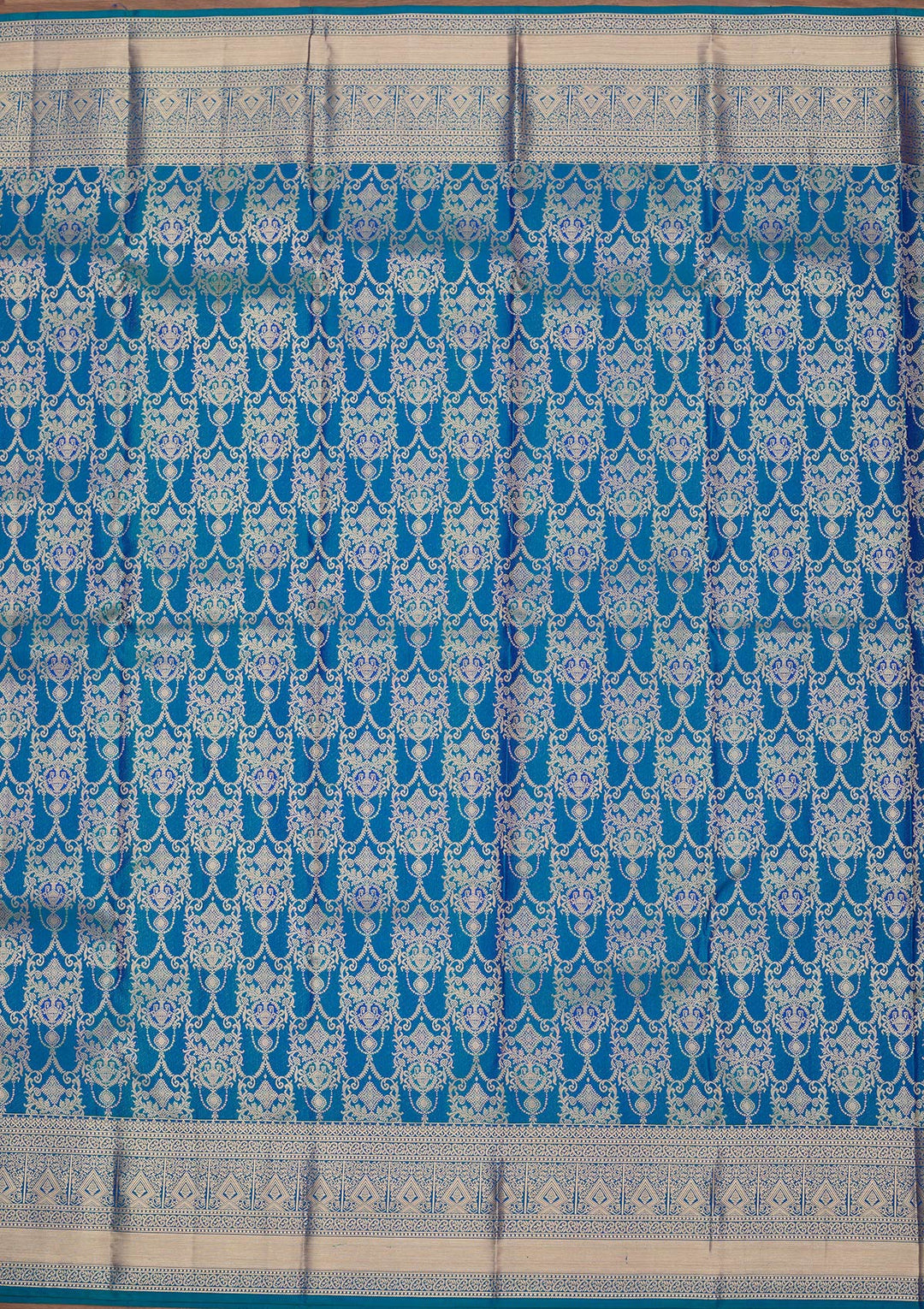 Peacock Blue Zariwork Pure Silk Saree