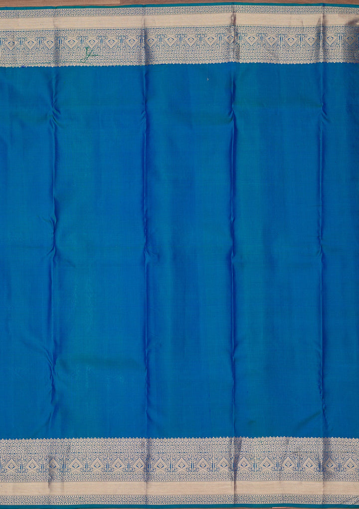 Peacock Blue Zariwork Pure Silk Saree