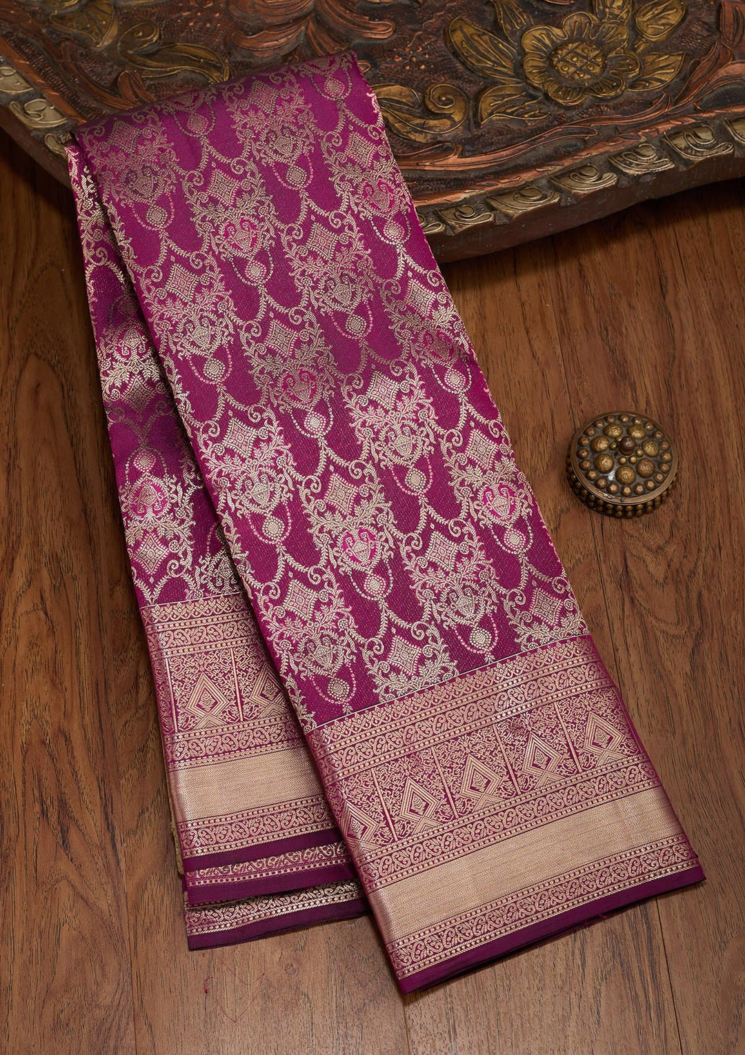 Purple Zariwork Pure Silk Saree-koskii