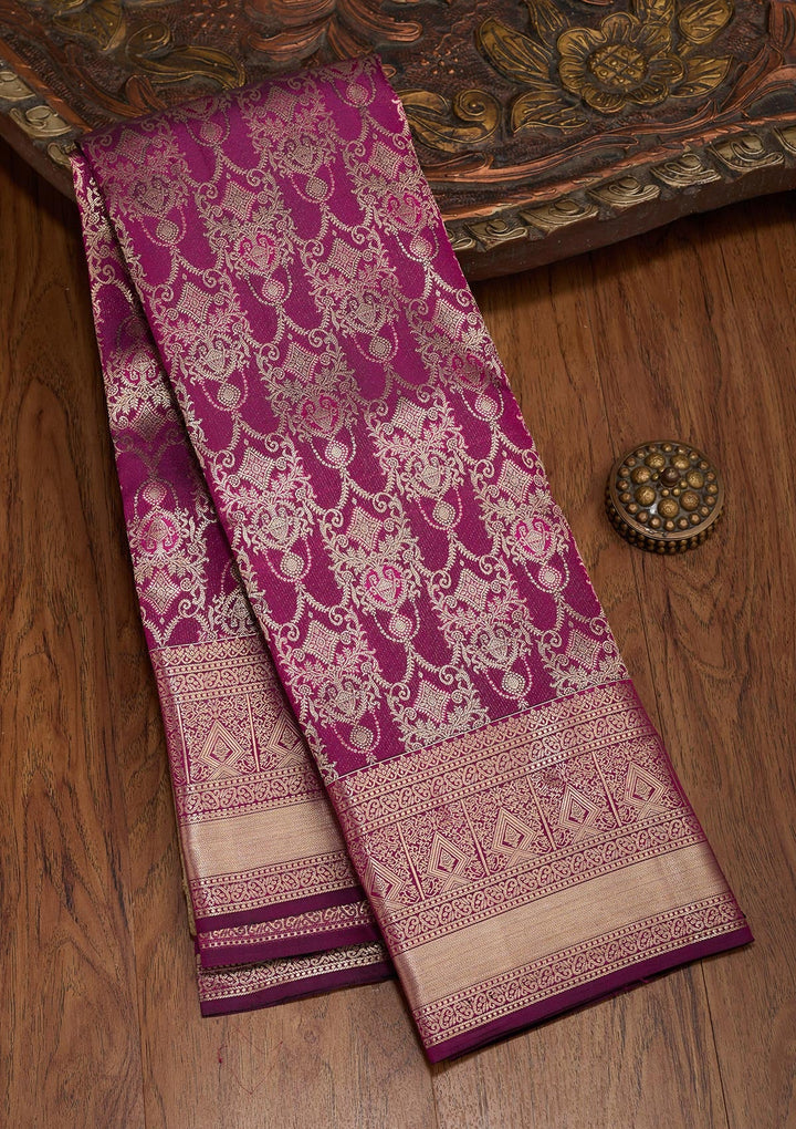 Purple Zariwork Pure Silk Saree-koskii
