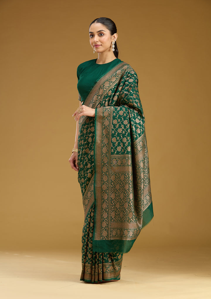 Green Zariwork (Gold) Silk Saree