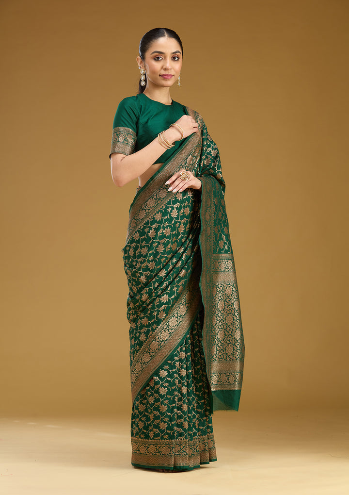 Green Zariwork (Gold) Silk Saree