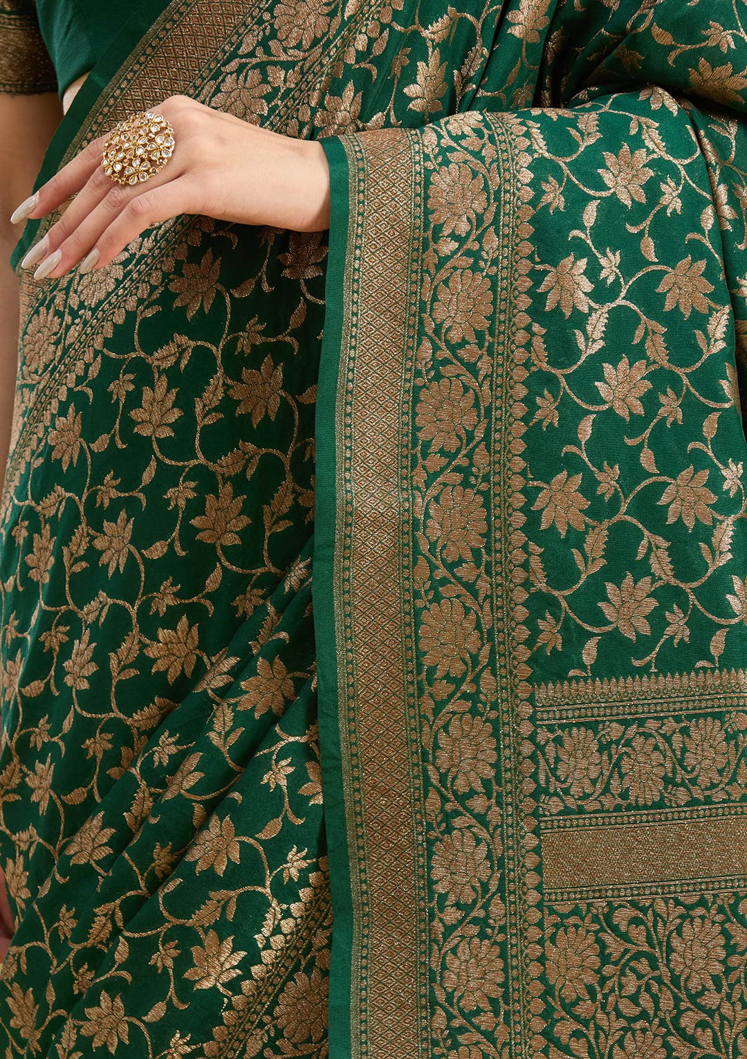 Green Zariwork (Gold) Silk Saree