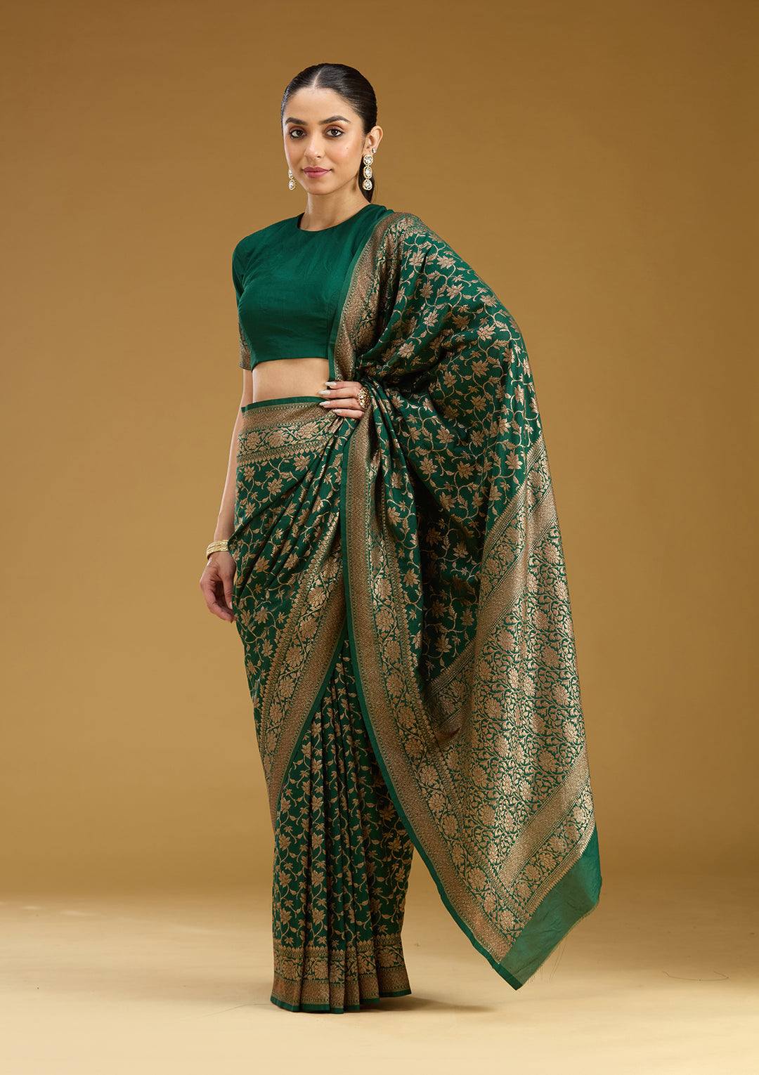 Green Zariwork (Gold) Silk Saree