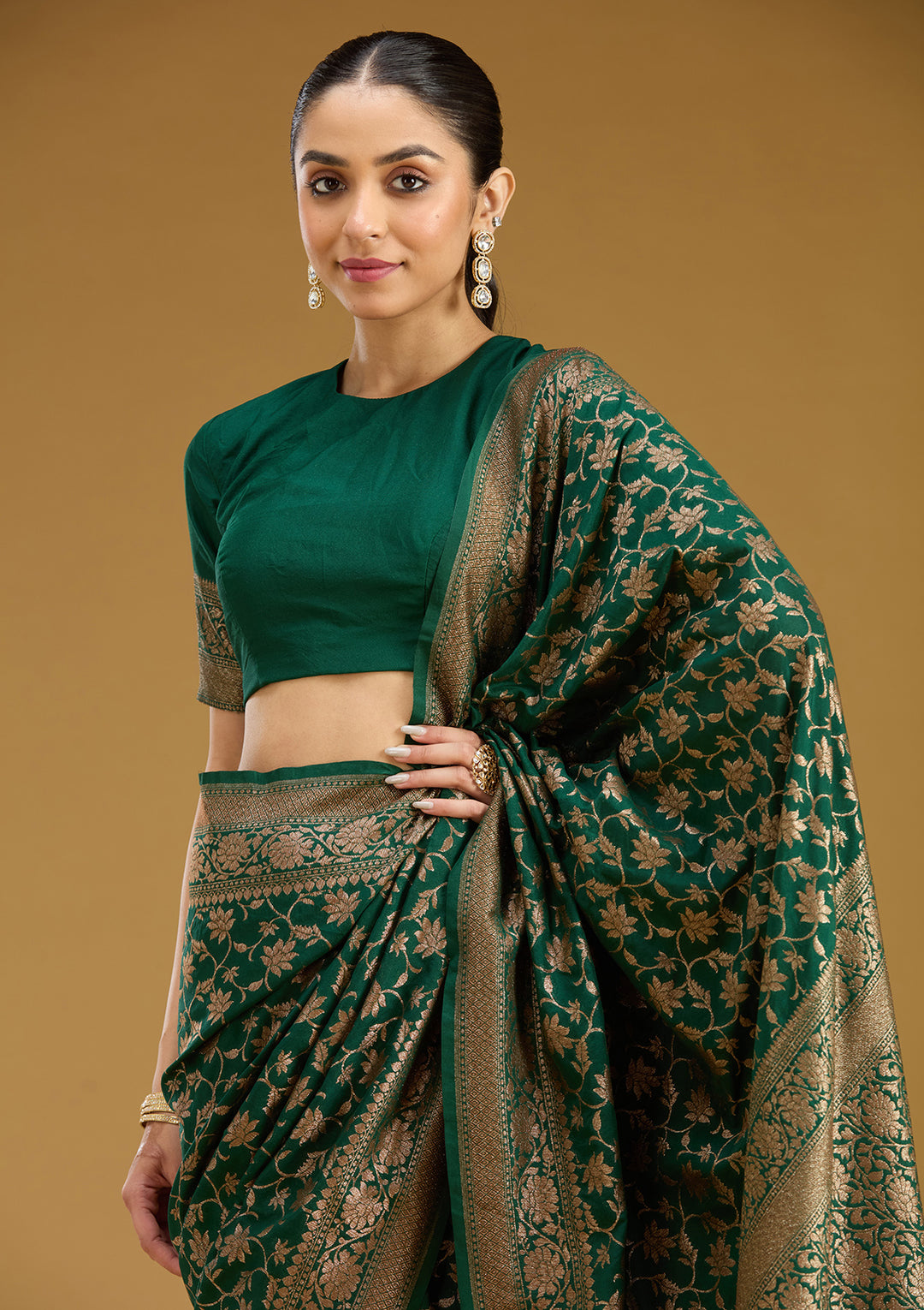 Green Zariwork (Gold) Silk Saree