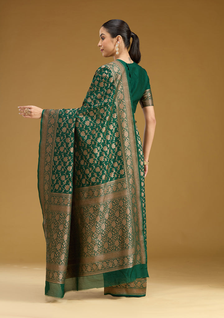 Green Zariwork (Gold) Silk Saree