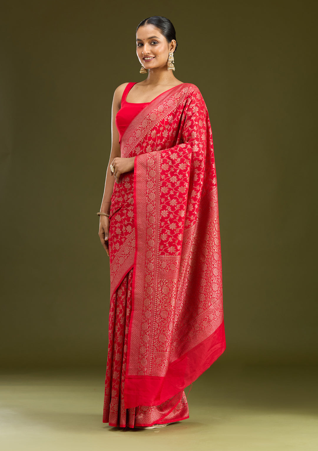 Red Zariwork (Gold) Silk Silk Saree