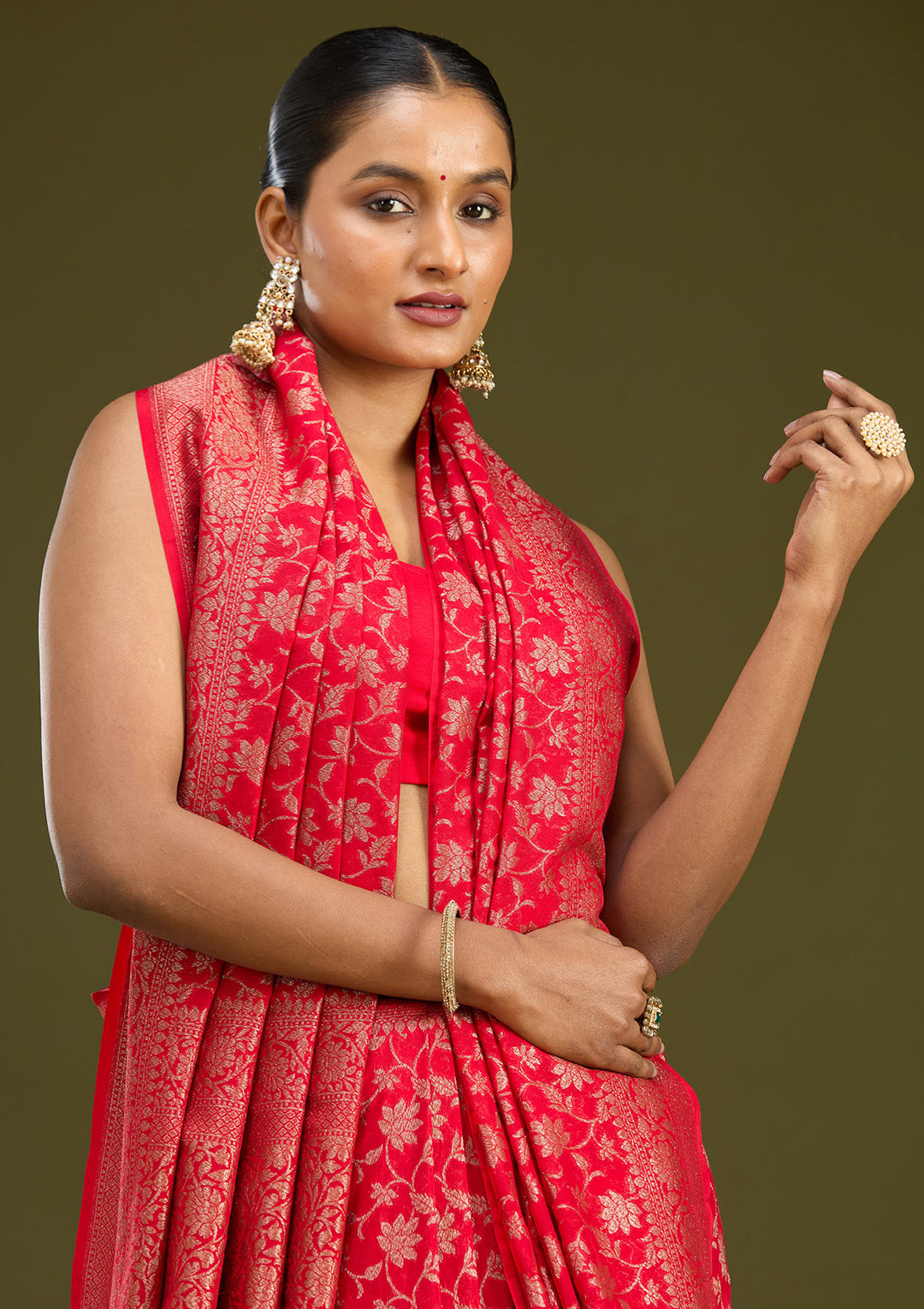 Red Zariwork (Gold) Silk Silk Saree