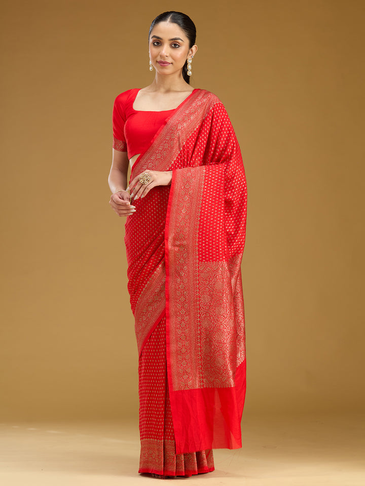 Red Zariwork (Gold) Silk Saree