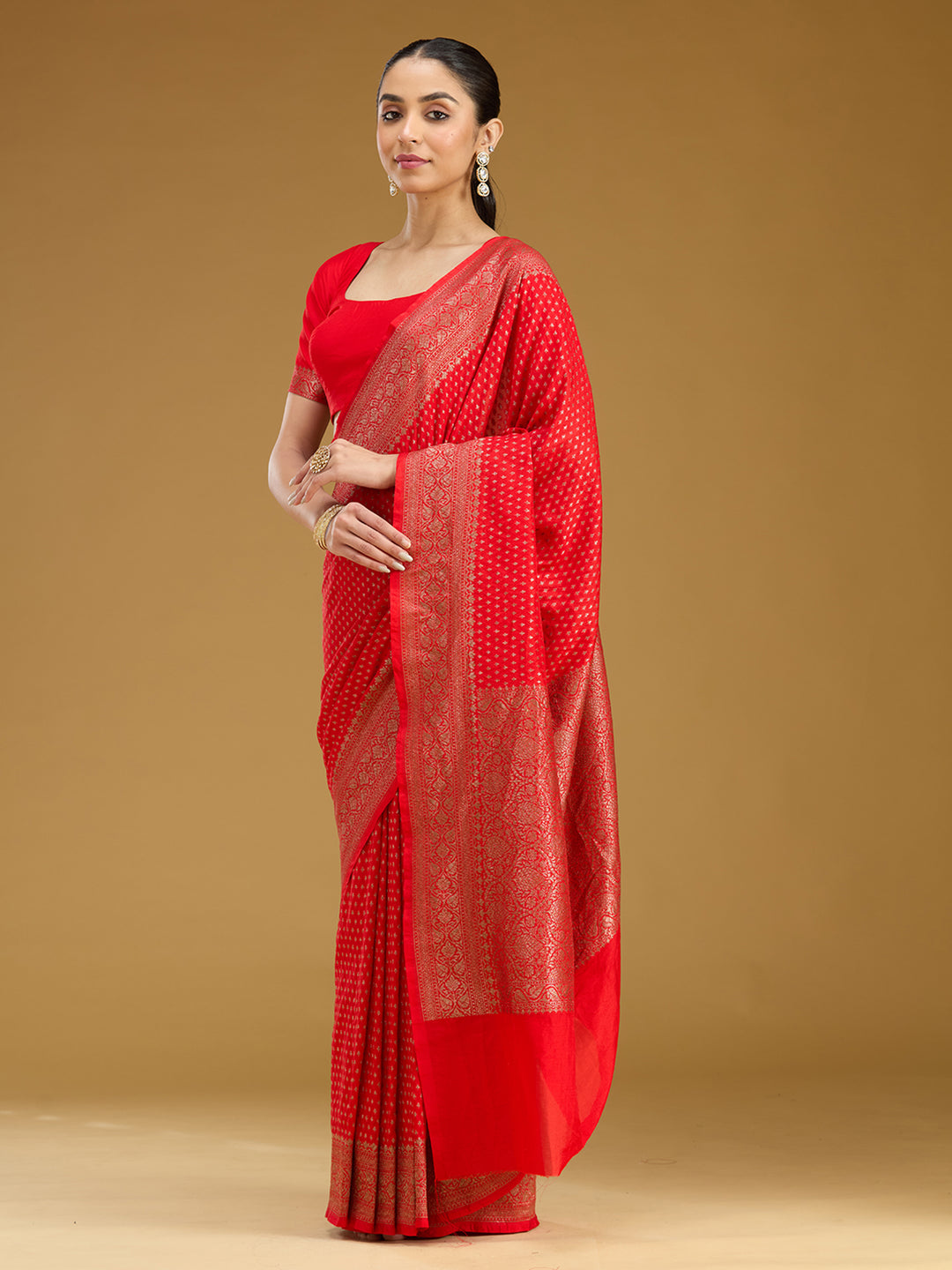 Red Zariwork (Gold) Silk Saree