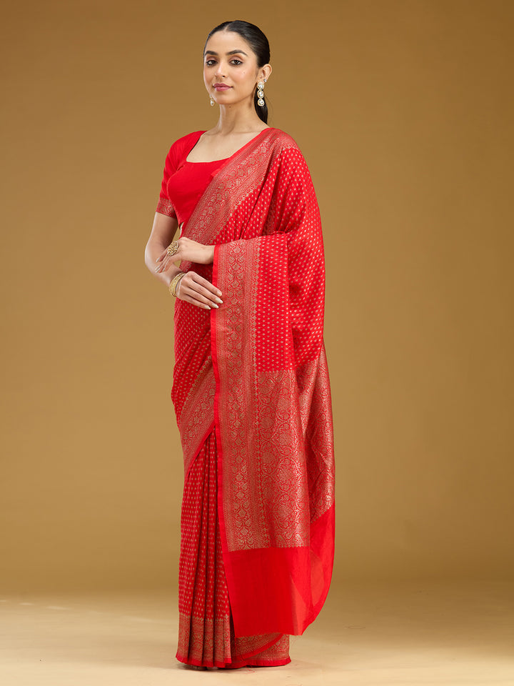 Red Zariwork (Gold) Silk Saree
