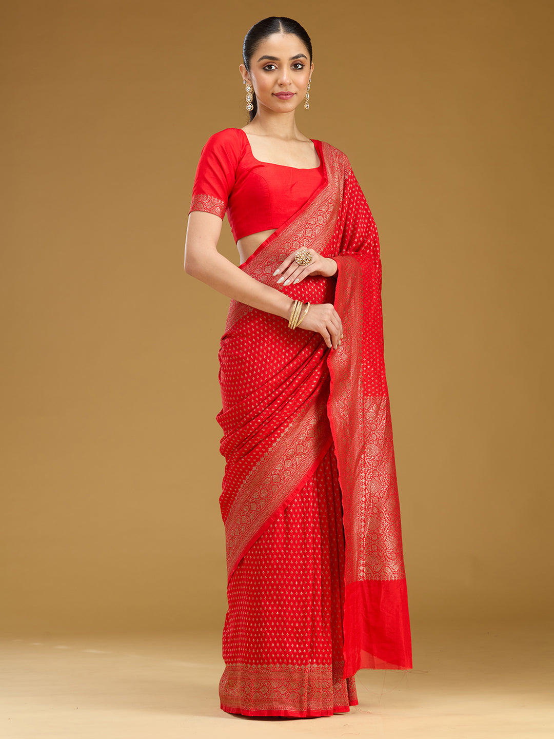 Red Zariwork (Gold) Silk Saree