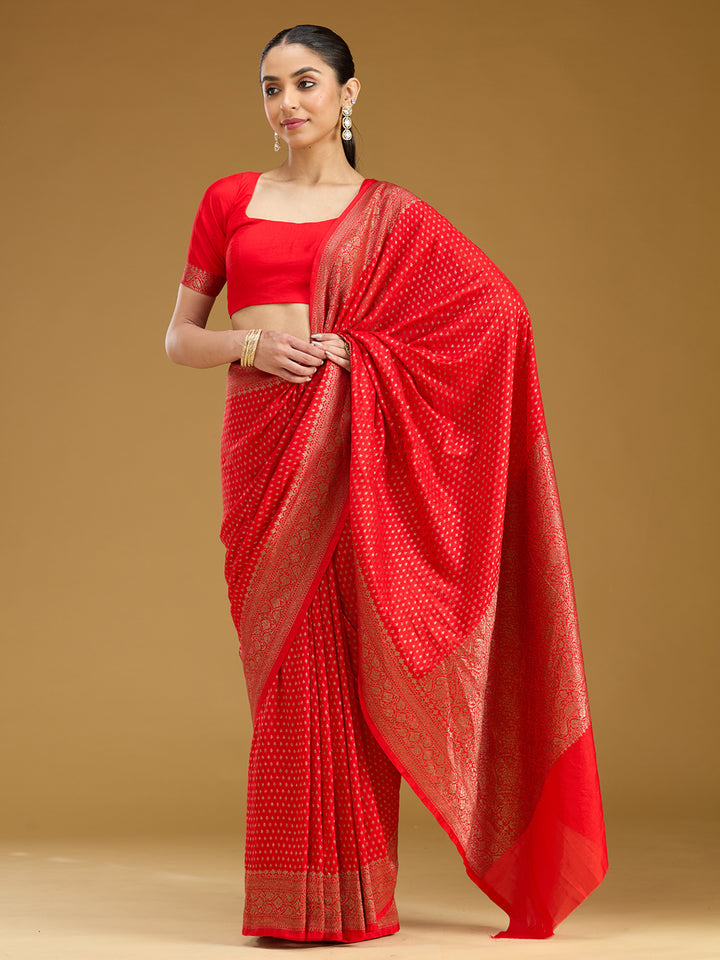 Red Zariwork (Gold) Silk Saree
